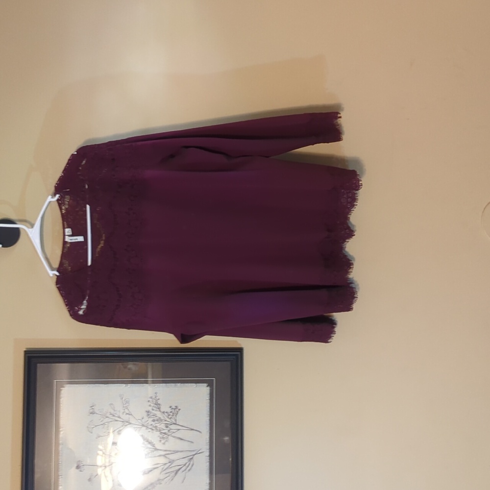 Kensie Burgundy Lace Top
